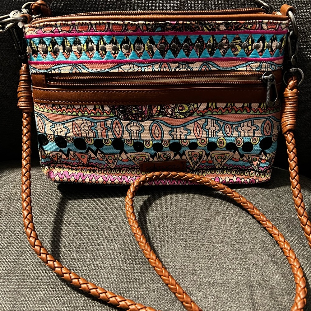 Sakroots Crossbody with leather braided strap
